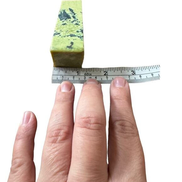 Lime Green Serpentine Tower with Pyrite Pointed Crystal Tower Obelisk Home Decor - Picture 10 of 11